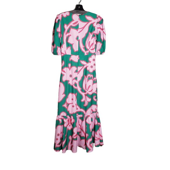 Rhode Ester Dress Take It Easy Grand Floral V-Neck Midi Puff Sleeve Size 0 - Picture 4 of 8